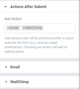 Action after submit mailchimp